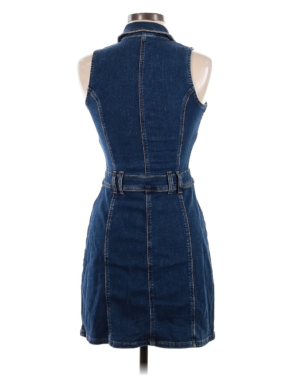 River Island Dark Blue Denim Button-Front Mini Dress - Picture 4 of 4